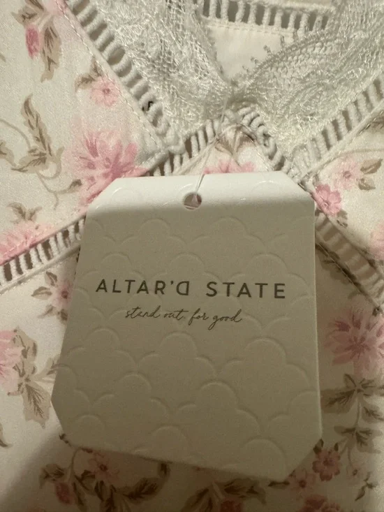 Altar'd State Cream Maxi Dress with Pink Floral Print - Picture 3 of 4